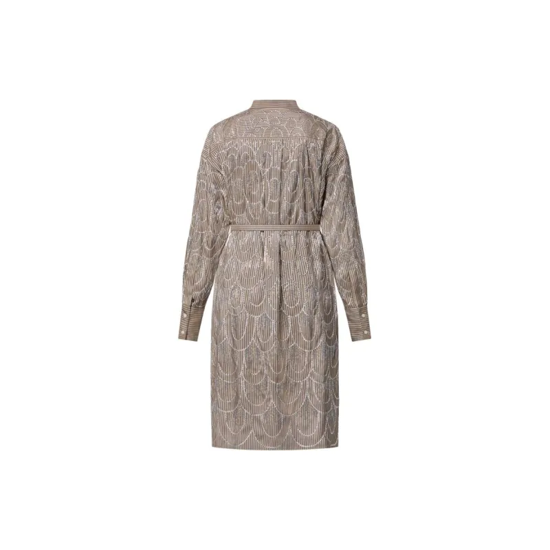 LOUIS VUITTON Bejeweled Pinstripe Shirt Dress-1