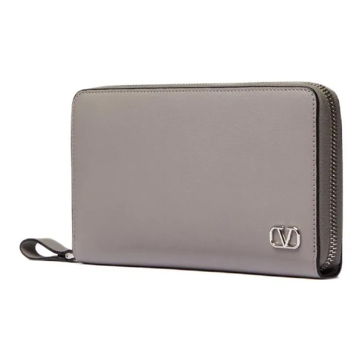 Valentino Vlogo Calfskin Wallet Men's Pearl Gray-1