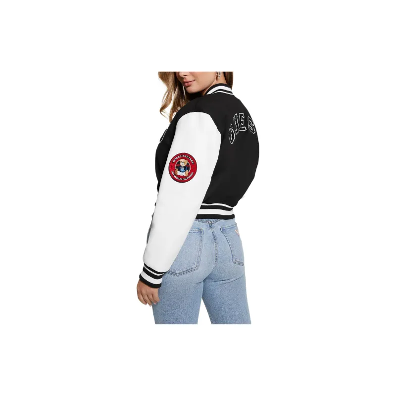 GUESS Bear Varsity Jacket Jackets Coats Women's Black-2