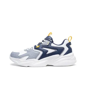 XTEP Cushioned Slip Resistant Abrasion Resistant Breathable Low Top Chunky Sneakers Men's Beige Blue