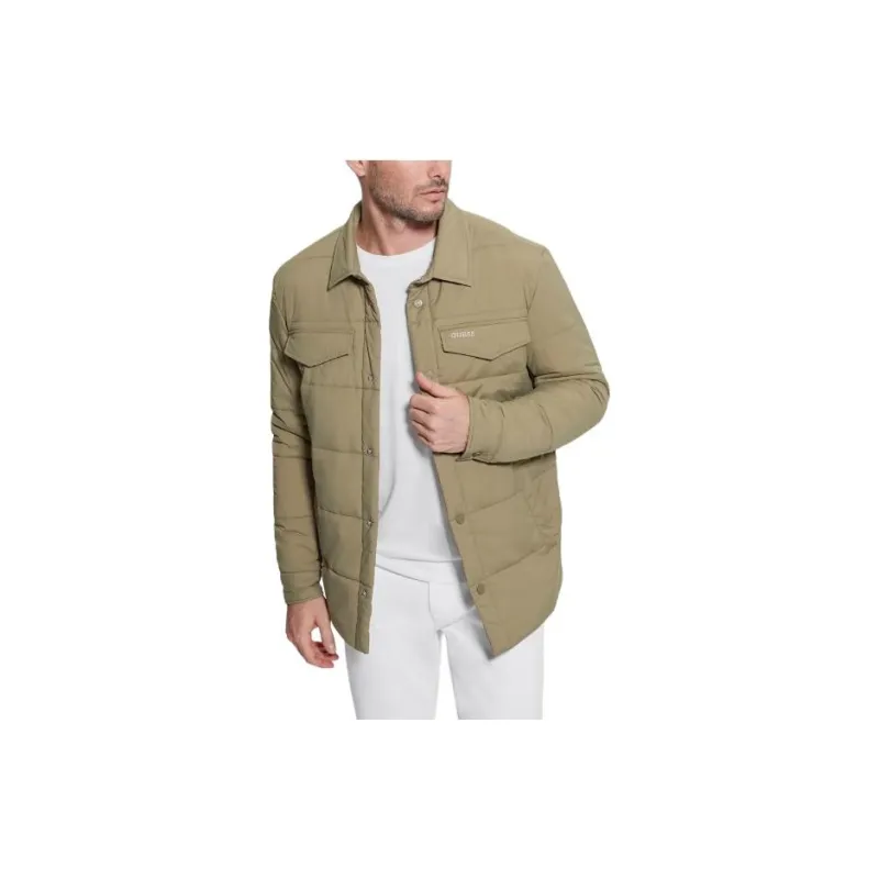GUESS Eco Quilted Shacket Jackets Coats Men's Khaki-2