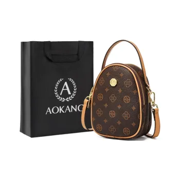 AOKANG PVC Shoulder Bag, Handbag Mini Women's Coffee/Ecru