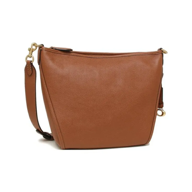 COACH Dufflette Polished Pebbled Leather Shoulder Bag Crossbody Bag Small Size Women's Brown-1