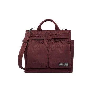 Valentino PORTER Collaboration Nylon Tote Bag Shopping Bag Shoulder Bag Crossbody Bag Handbag Men's Bordeaux Red