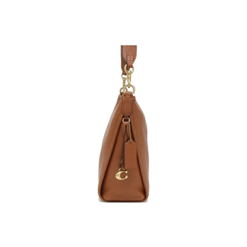 COACH Dufflette Polished Pebbled Leather Shoulder Bag Crossbody Bag Small Size Women's Brown-2