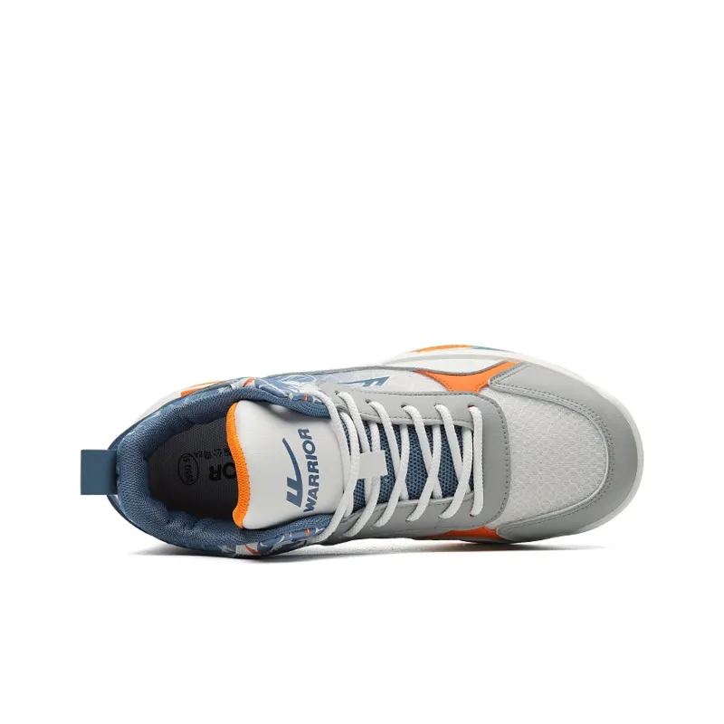Warrior Abrasion Resistant Low Top Casual Running Shoes Men's White Gray Blue-2