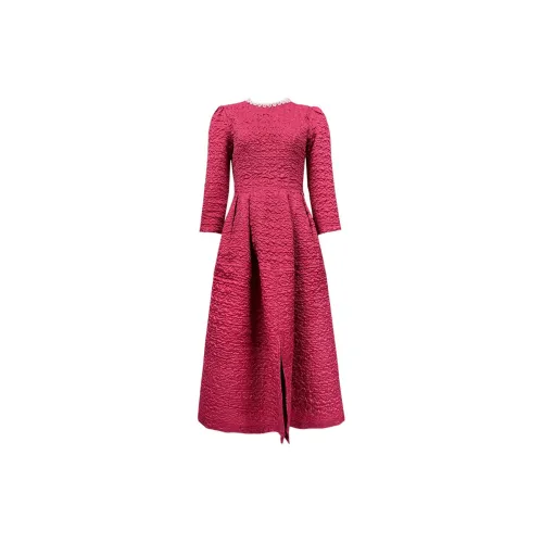 Lingzi flies Long-Sleeved Dresses Women's Rose Red