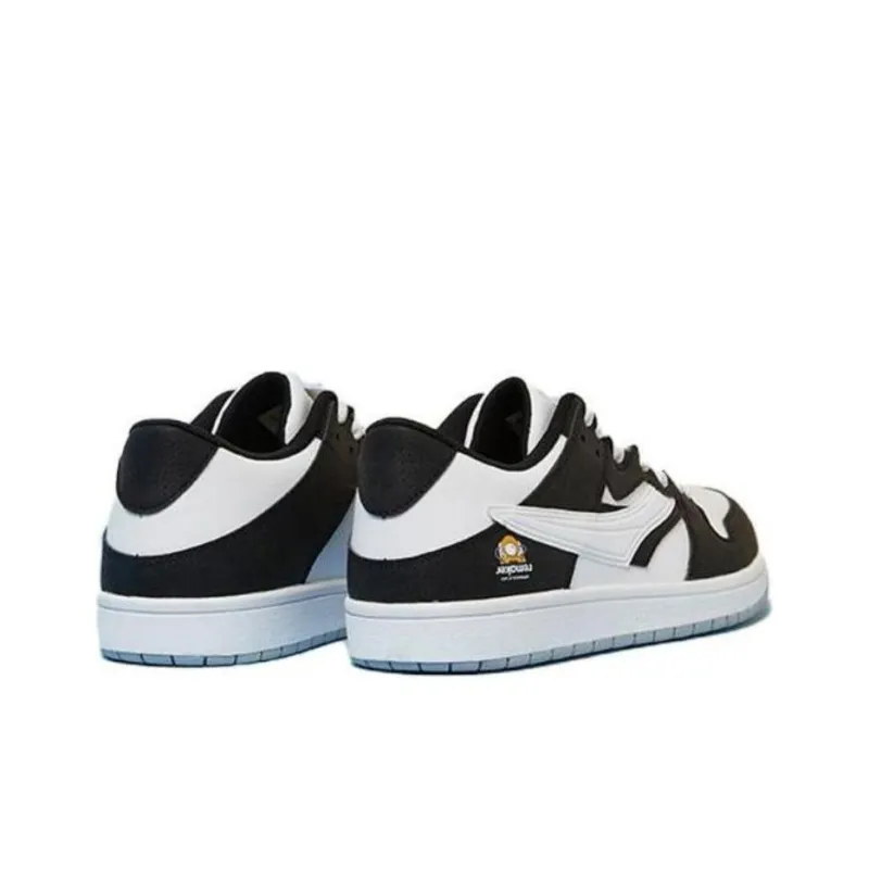 QIAODAN Coverage Wear Resistant Lightweight Breathable Slip Resistant Low Top Skateboard Shoes Men's Black White-3