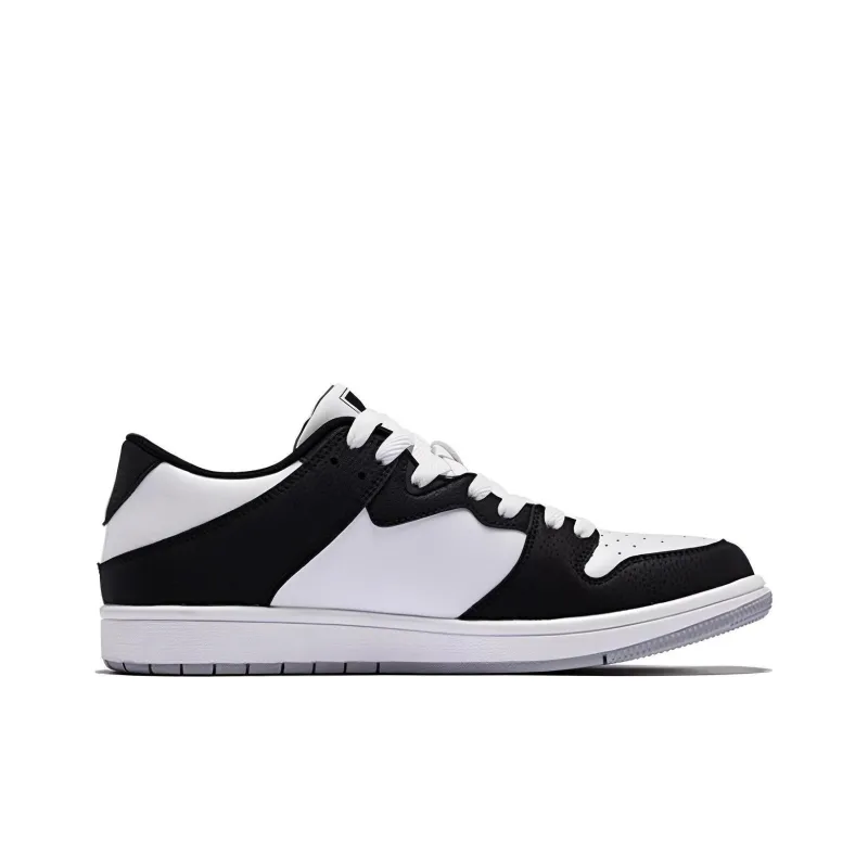 QIAODAN Coverage Wear Resistant Lightweight Breathable Slip Resistant Low Top Skateboard Shoes Men's Black White-1