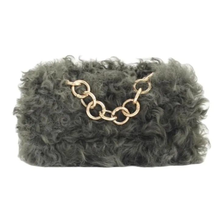 QULU Wool One Shoulder Handbag Small Size Women's Beige/Green/Black-21
