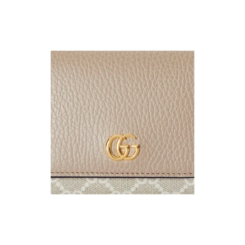 GUCCI GG Marmont Supreme Canvas With Leather Wallet Medium Size Women's Beige & White-5
