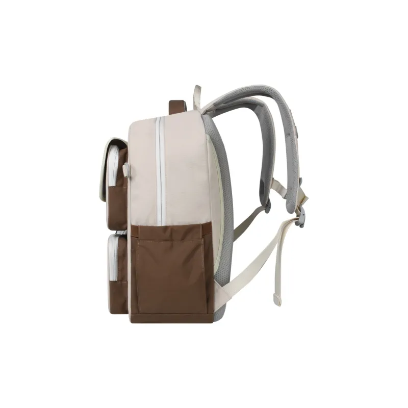 YOME Polyester Backpack Large Size Unisex _Nsec Obsidian Black/Khaki-7