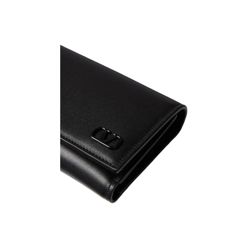 Valentino Vlogo Calfskin Wallet Mini Men's Black-4