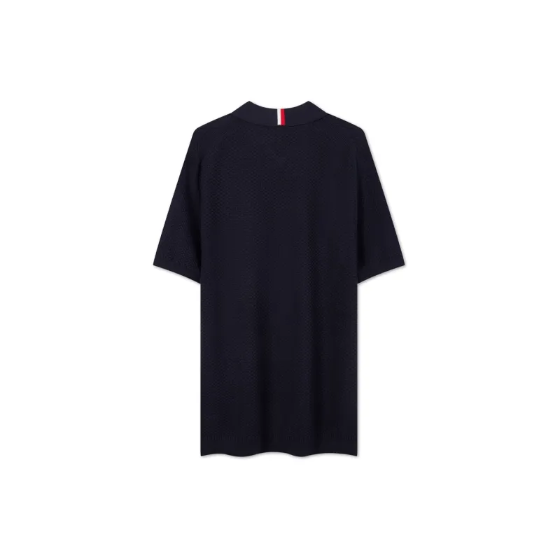 Tommy Hilfiger Logo embroidered Honeycomb Knit Polo Shirt-1