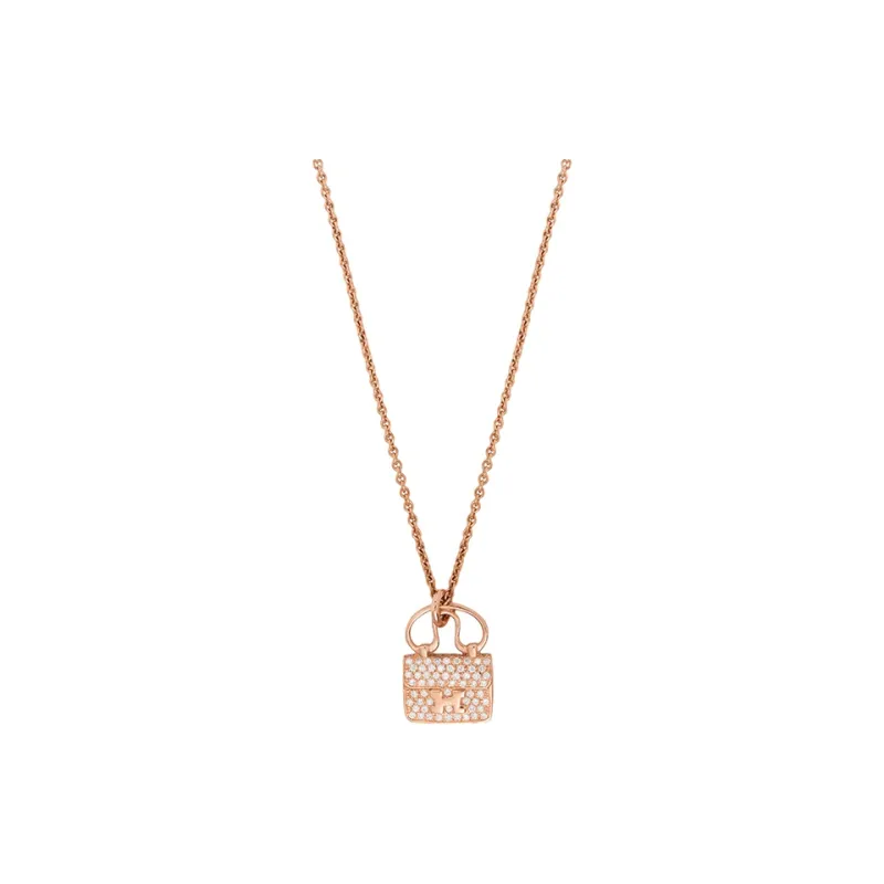 HERMES Constance Amulette 18K Rose Gold / Diamond Necklaces Women's Rose Gold-2