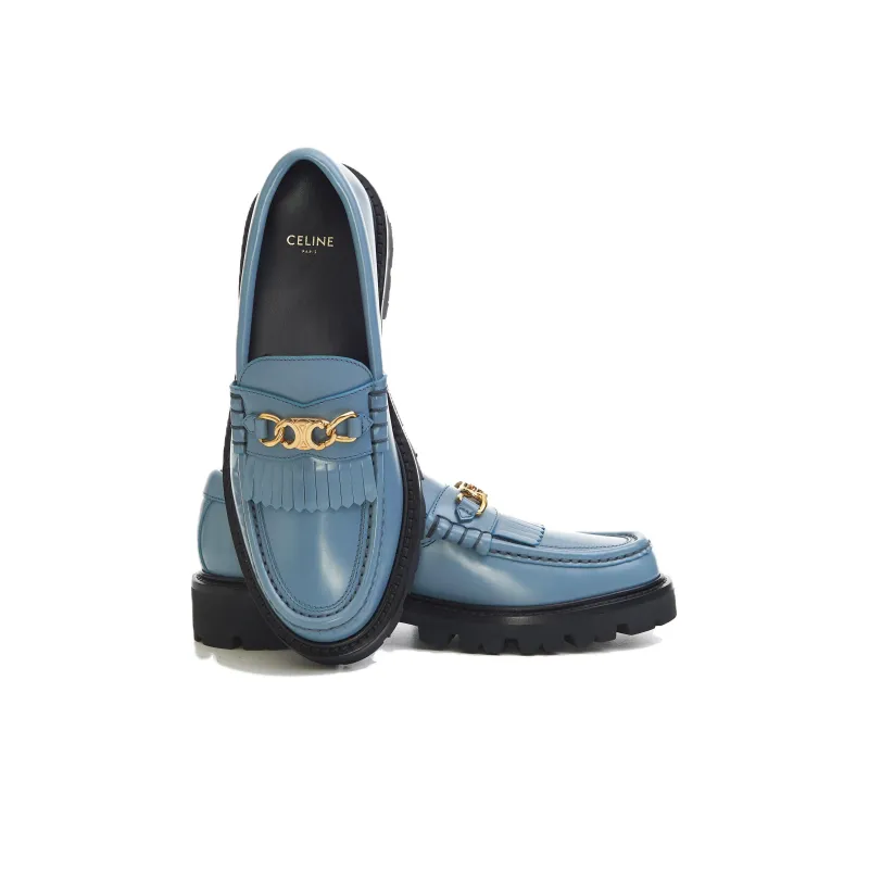 CELINE Triomphe Loafers Women's Blue-6