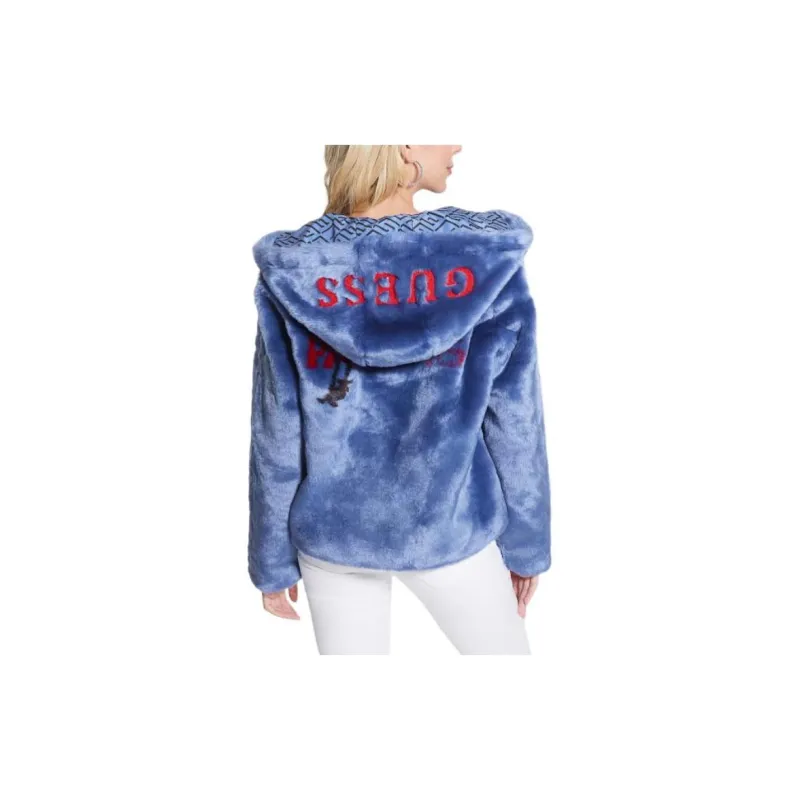 GUESS Daniela Faux-Fur Jacket Jackets Coats Women's Blue-1