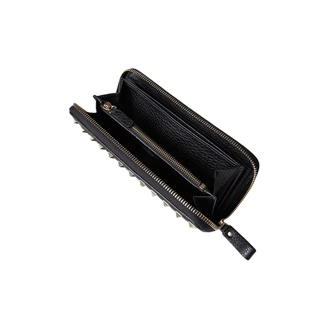 Valentino GARAVANI ROCKSTUD Grained Calfskin Wallet Women's Black/Red-3