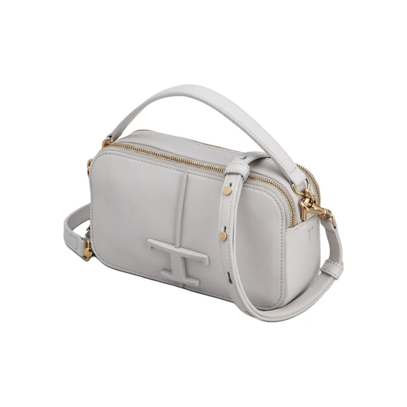 TOD'S Timeless Calfskin Camera Bag, Shoulder Bag, Crossbody Bag, Handbag Mini Women's Gray-4