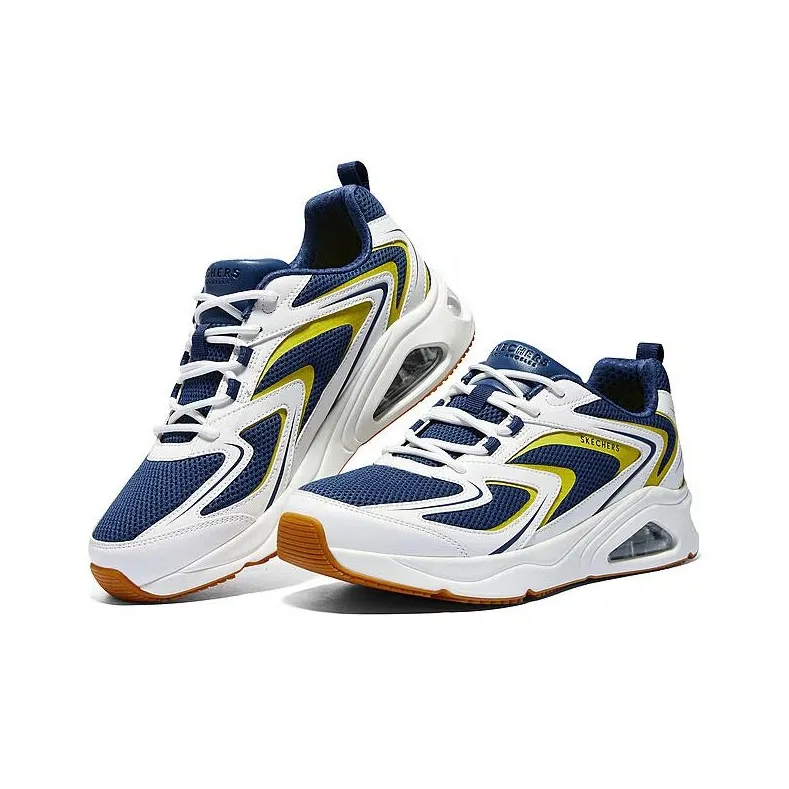 Skechers Wear resistant And Lightweight Low Top Casual Running Shoes Men's White Blue-2