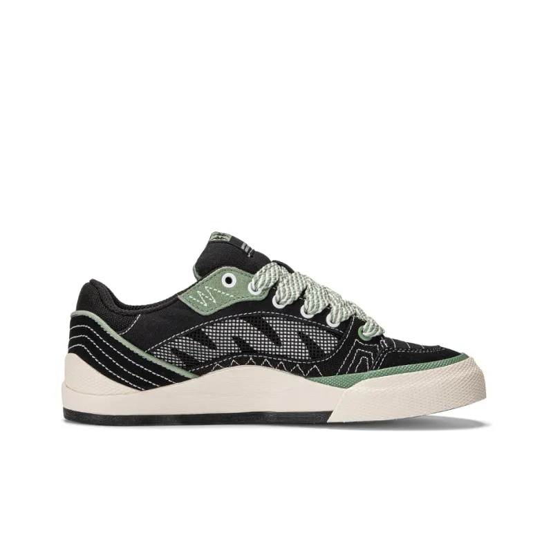 Kappa Anti Slip Wear Resistant Low Top Skateboard Shoes Unisex Black Green-1