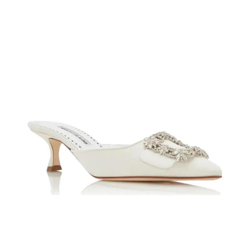 MANOLO BLAHNIK Wrap-toe Slippers Women's White-2