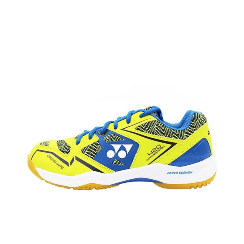 YONEX Cushioned Slip Resistant Low Top Badminton Shoes Unisex Yellow Blue-0