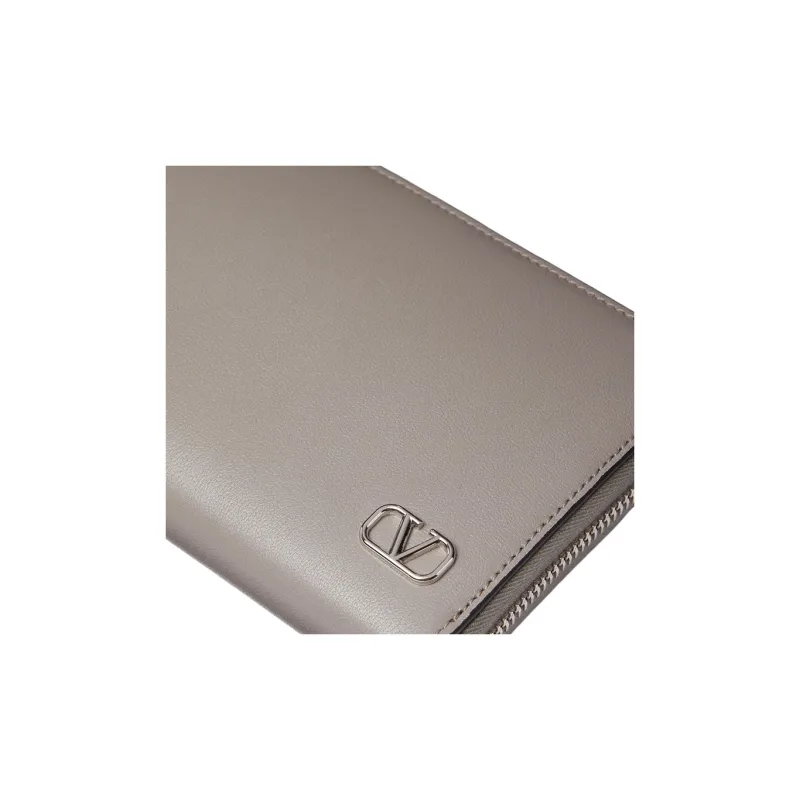 Valentino Vlogo Calfskin Wallet Men's Pearl Gray-4