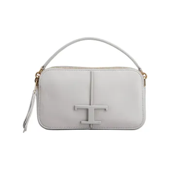 TOD'S Timeless Calfskin Camera Bag, Shoulder Bag, Crossbody Bag, Handbag Mini Women's Gray
