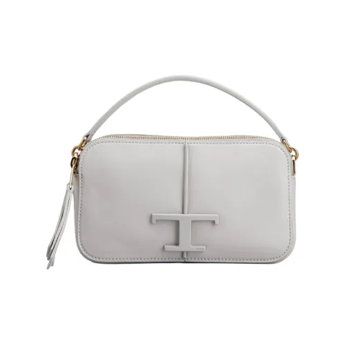 TOD'S Timeless Calfskin Camera Bag, Shoulder Bag, Crossbody Bag, Handbag Mini Women's Gray