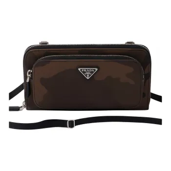 PRADA Leather Crossbody Bag Shoulder Bag Women's Dark Brown