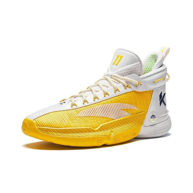 Anta KT9 Solid As Gold Cushioned Slip-Resistant Abrasion-Resistant Basketball Shoes Men's White Yellow-1