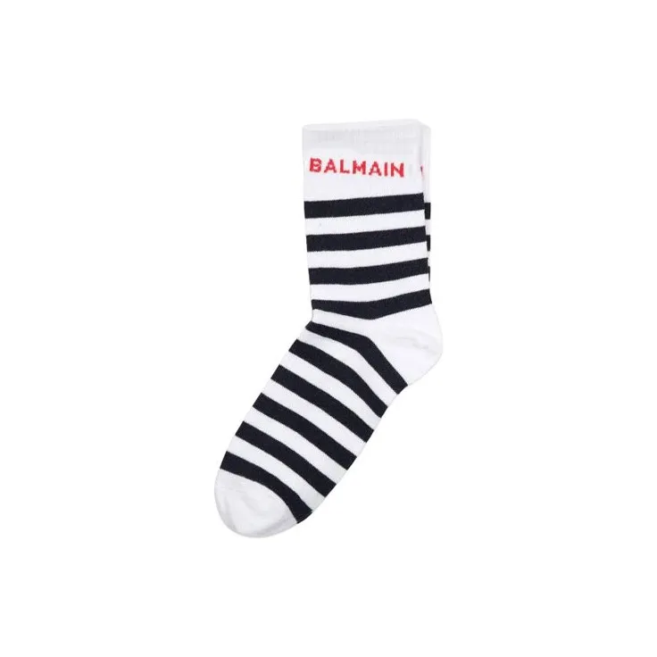 BALMAIN SS24 Mid Calf Socks Men's White-0