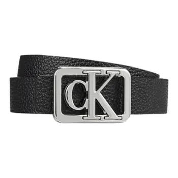 CK/Calvin Klein Cut Out Letter Smooth Buckle Leather Belts Women's Black Width 2.5cm