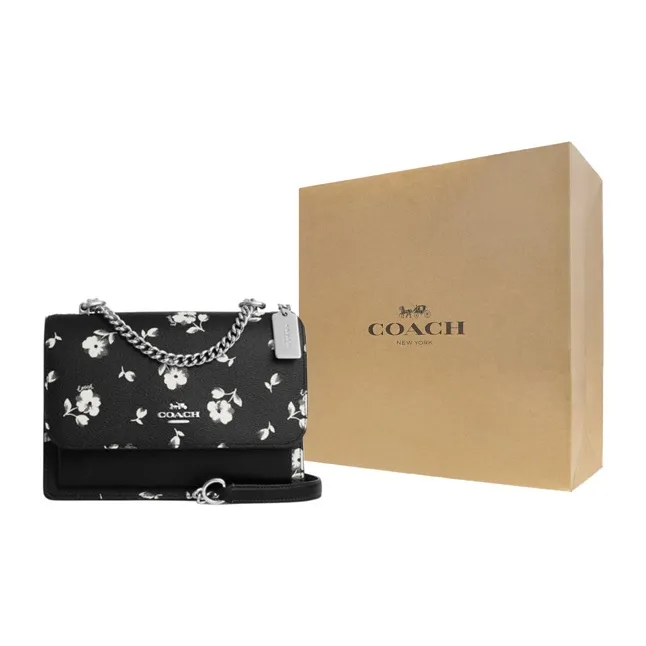COACH PVC With Skin Shoulder Bag, Crossbody Bag Trumpets Women's Black White-4