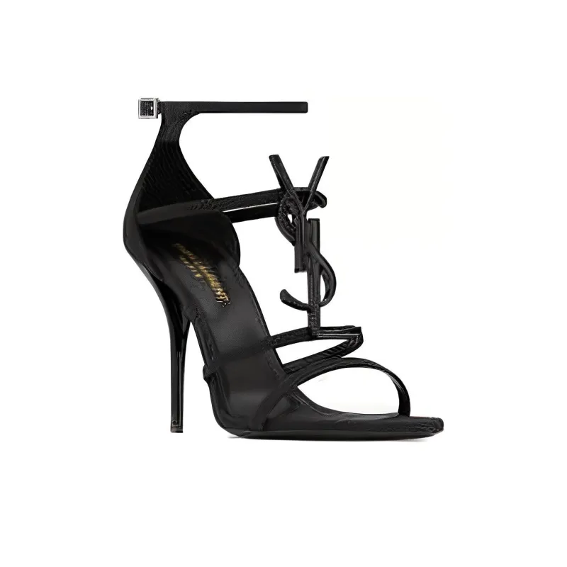 SAINT LAURENT Strap Sandals 10cm Women's Black-2