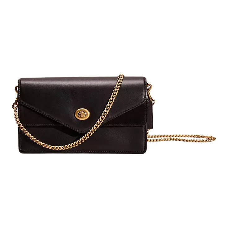 COACH Aster Calfskin Envelope Bag Shoulder Bag Crossbody Bag Small Size Women's Black-0