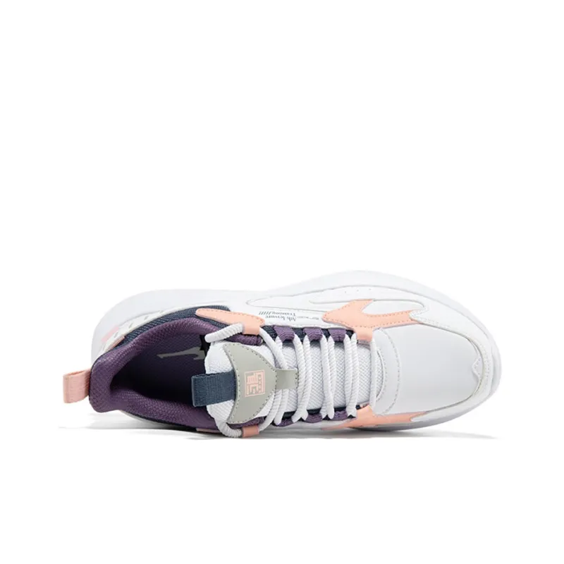 Erke Low Top Casual Shoes Women's White Blue Pink-2