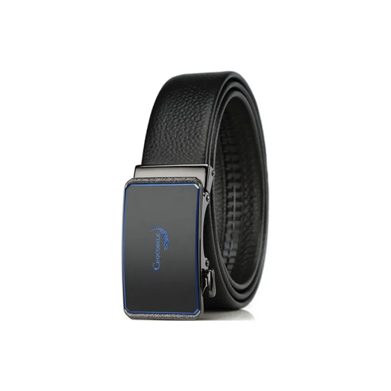 Crocodile Automatic Buckle Workplace Business Top Grain Cow Leather Leather Belts Men's Width 3.5CM-0