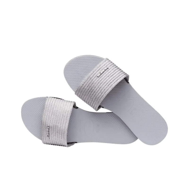 Havaianas You Malta Metallic Slide Slippers Women's Gray-2