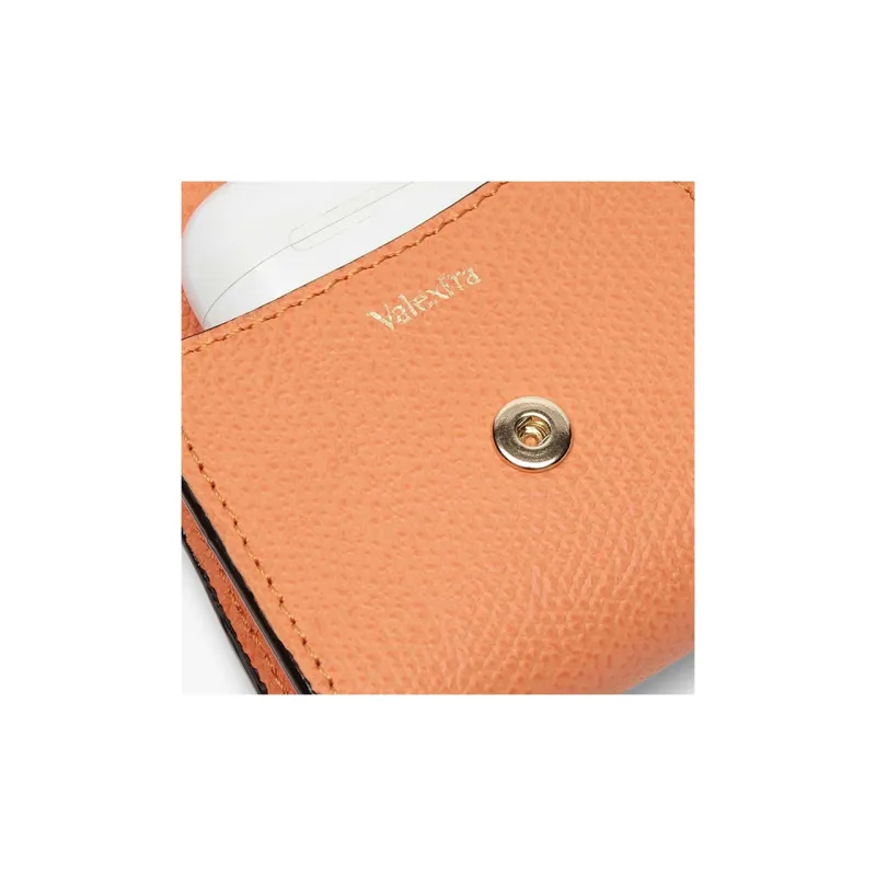 Valextra Millepunte Calfskin Earphone Case Women's Orange & Black-4