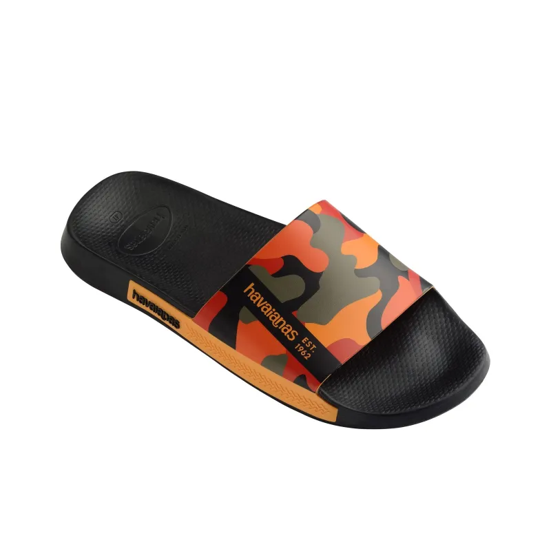 Havaianas Slide Print Slide Slippers Unisex Black Orange-1