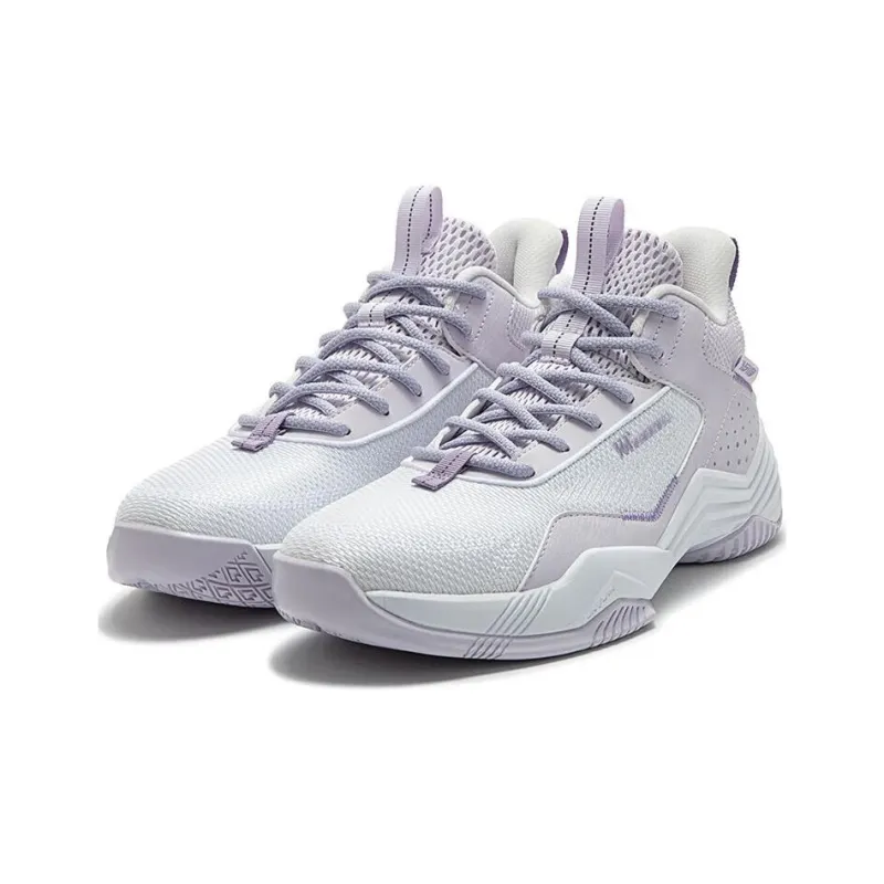 361° Cushioning Wear Resistant Low Top Basketball Shoes Men's White Purple-2