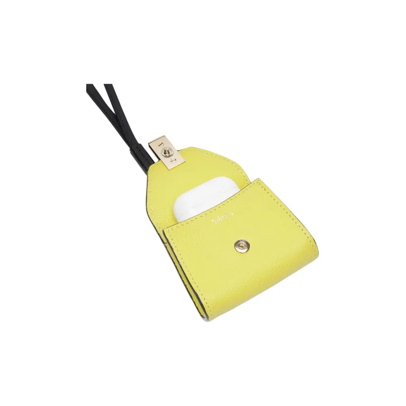 Valextra Millepunte Calfskin Earphone Case Women's Yellow Crystal With Black Accents-2