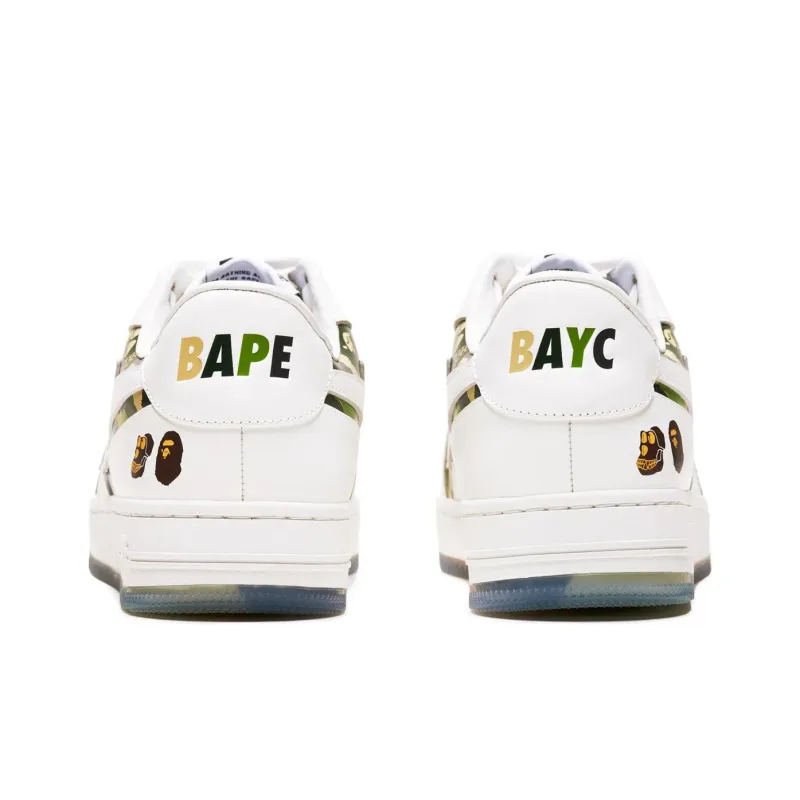 A BATHING APE Wear Resistant Low Top Skateboard Shoes Men's White-3