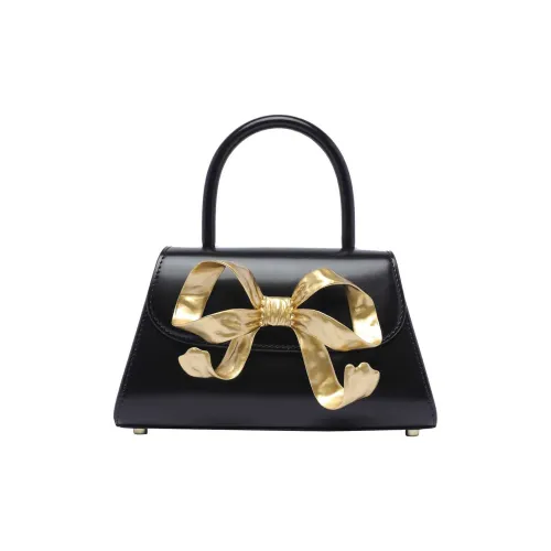 Self-portrait Cow Leather One Shoulder Handbags Women's Black