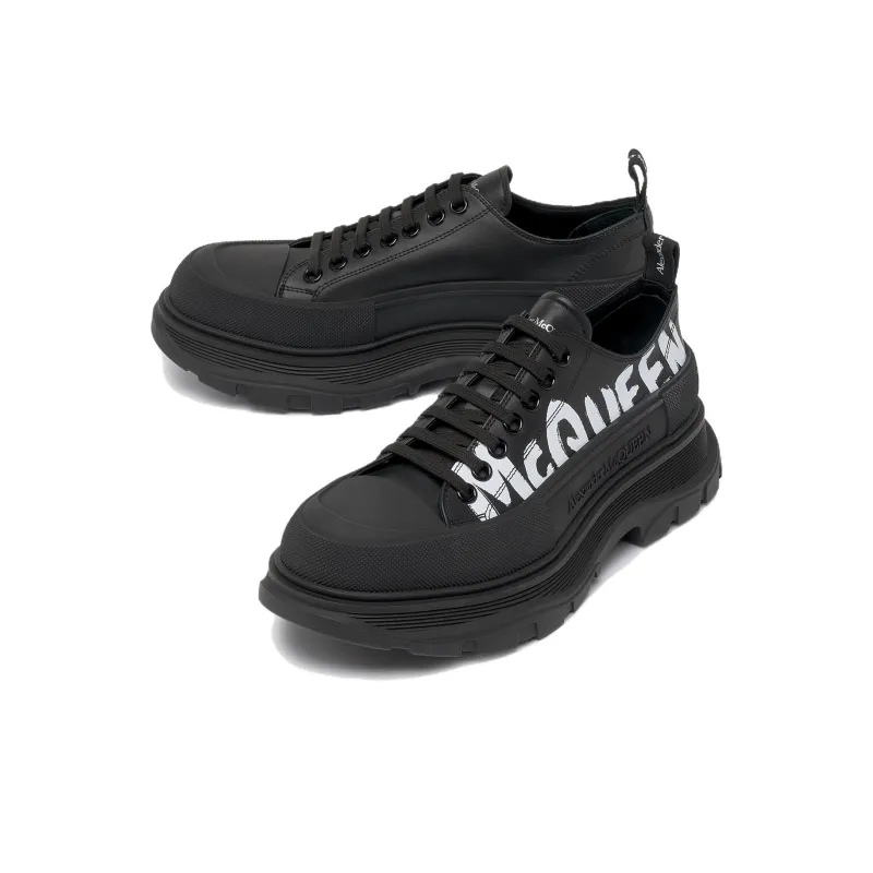 Alexander McQueen Tread Slick Lace Up 'McQueen Graffiti Logo Black' Sneakers-3