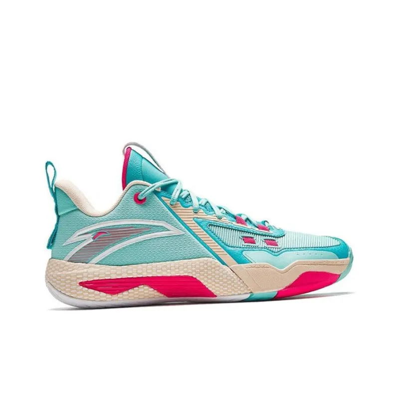 Anta Quick Battle 5 Cushioning Wear-Resistant Mid-Top Basketball Shoes Men's Blue-1