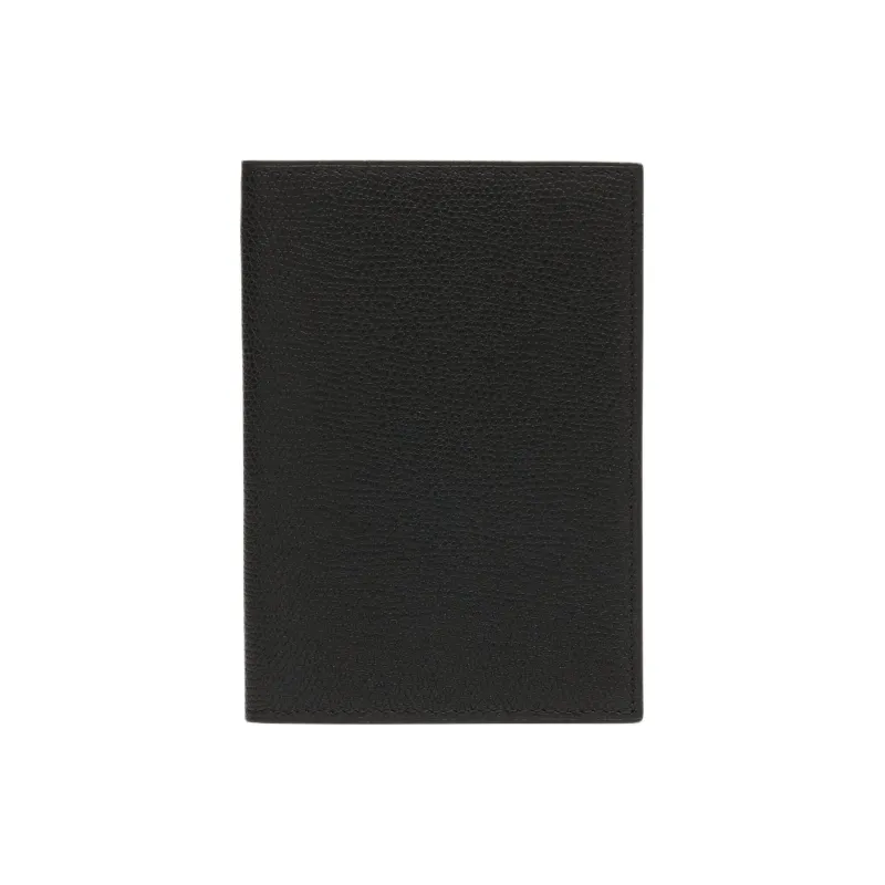 Valextra Millepunte Calfskin Passport Holder Unisex Black-0