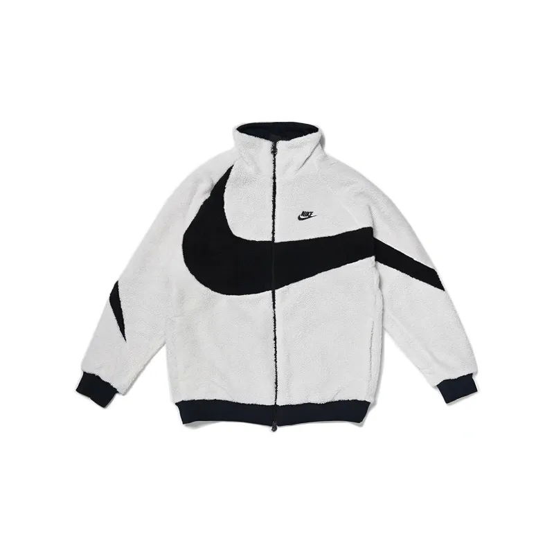 Nike Big Swoosh Reversible Boa Jacket Asia Sizing White Black - POIZON